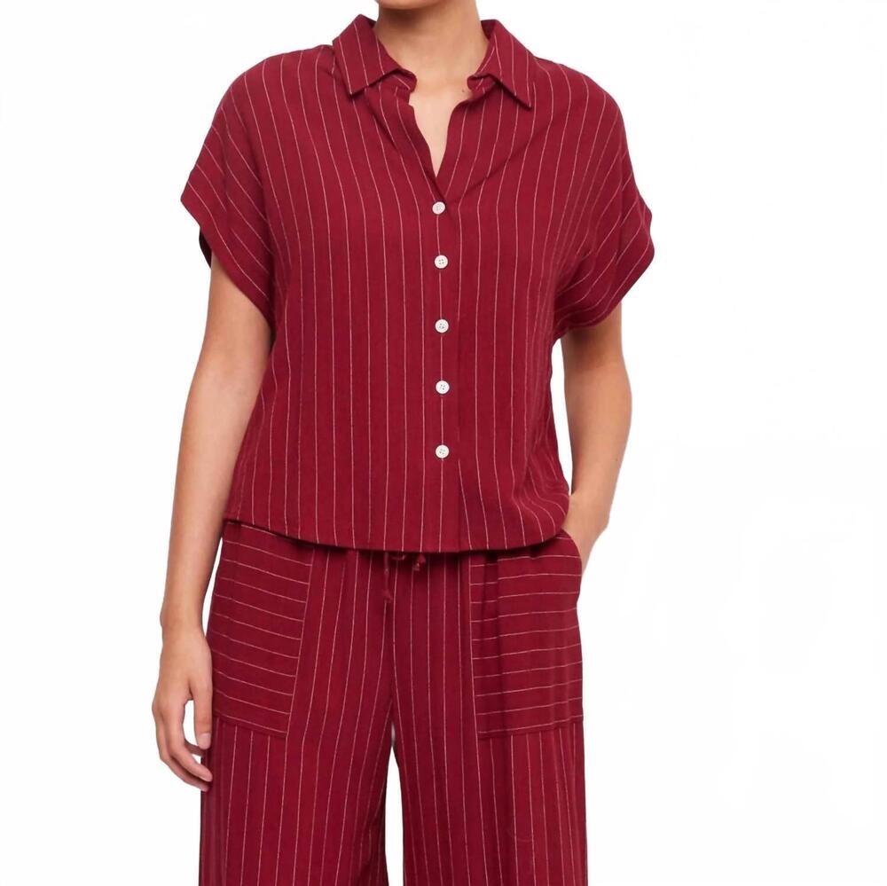 NEW FIFTEEN TWENTY women's collette button up top in burgundy 2f59800